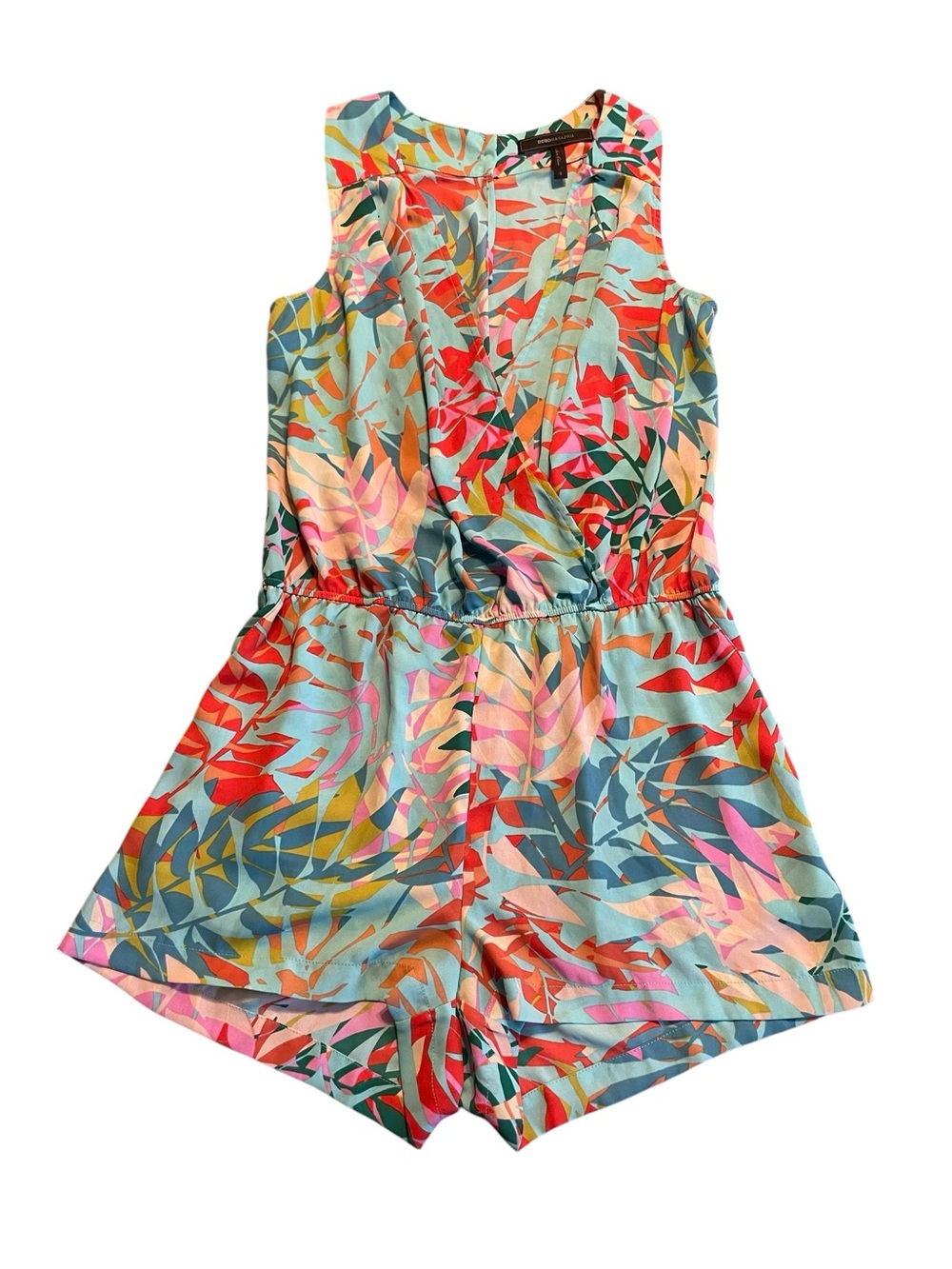 BCBGMaxAzria Tropical Multicolor Surplice V-Neck Romper Size S